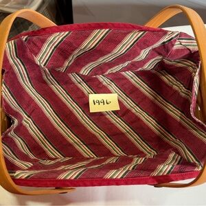 Longaberger Handwoven Basket with Natural and Red Accents 1996